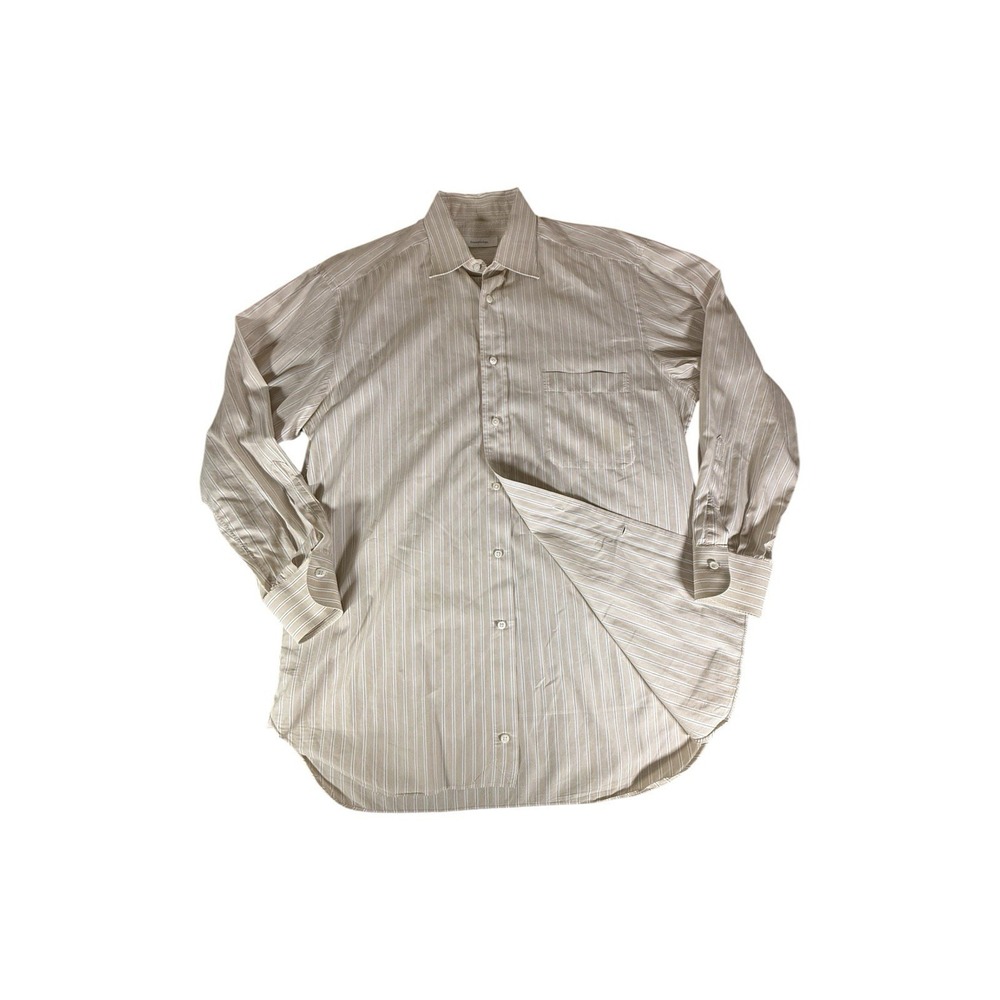Ermenegildo Zegna Shirt Adult Extra Large Yellow Striped Portofino Comfort Mens